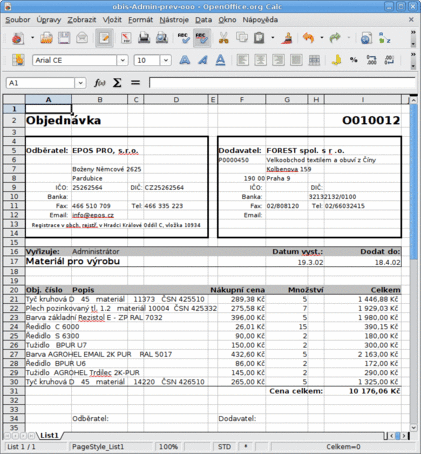 Objednávka do OpenOffice